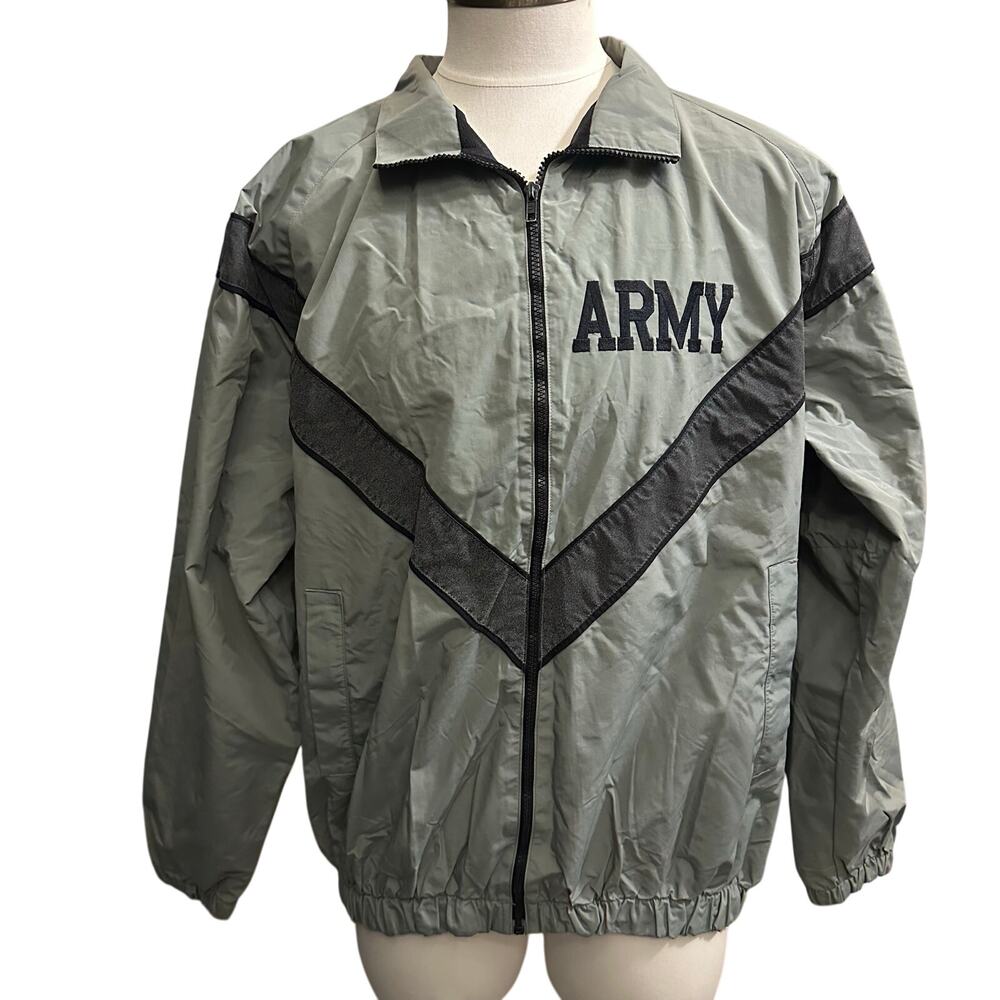 Vintage 1990 Skilcraft Gray/Black ARMY Reflective Lined, Windbreaker Jacket- L